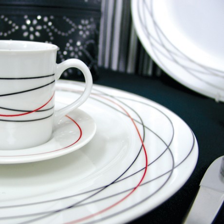 Serviço Porcelana Ideal, 33 Peças Concept, Preto e Vermelho Serviço Porcelana Ideal, 33 Peças Concept, Preto e Vermelho